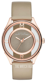  Shop Authentic Marc Jacobs Tether Grey Dial Grey Leather Strap Watch for Women - MBM1375 - Luxxuri