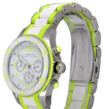  Shop Authentic Marc Jacobs Rock Chronograph White Dial White & Green Silicone Strap Watch for Women - MBM2592 - Luxxuri