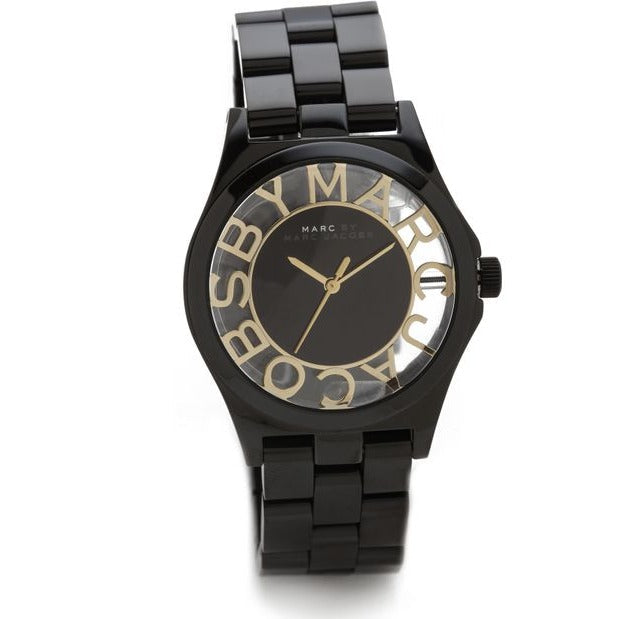  Shop Authentic Marc Jacobs Henry Transparent Black Dial Black Steel Strap Watch for Women - MBM3255 - Luxxuri