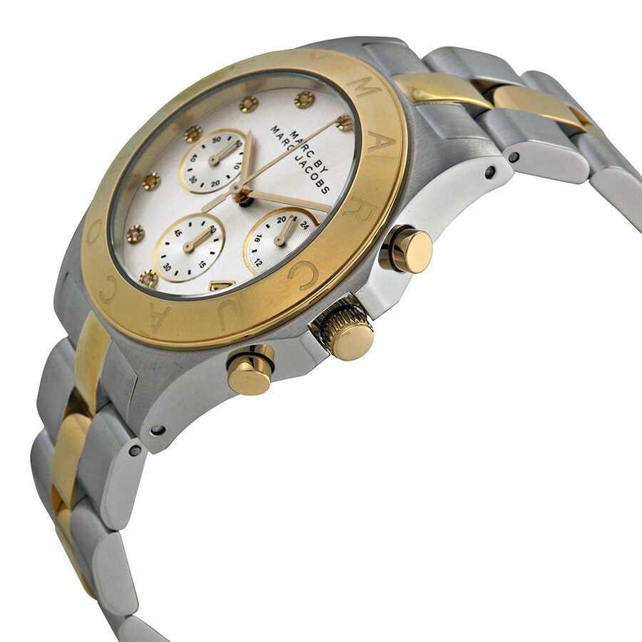  Shop Authentic Marc Jacobs Blade Chronograph Silver Dial Two Tone Steel Strap Watch for Women - MBM3177 - Luxxuri