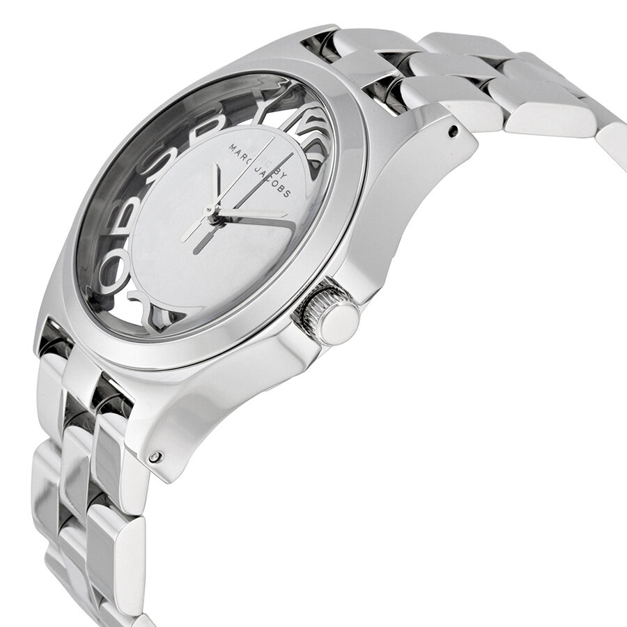  Shop Authentic Marc Jacobs Henry Transparent Silver Dial Silver Steel Strap Watch for Women - MBM3205 - Luxxuri