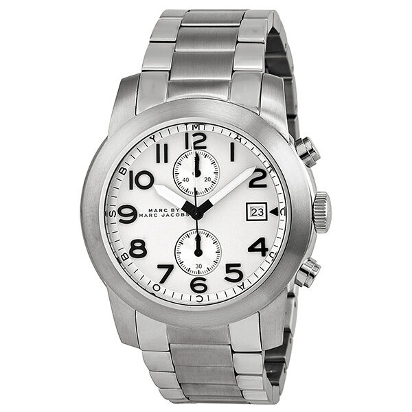  Shop Authentic Marc Jacobs Larry Chronograph White Dial Silver Steel Strap Watch for Men - MBM5030 - Luxxuri