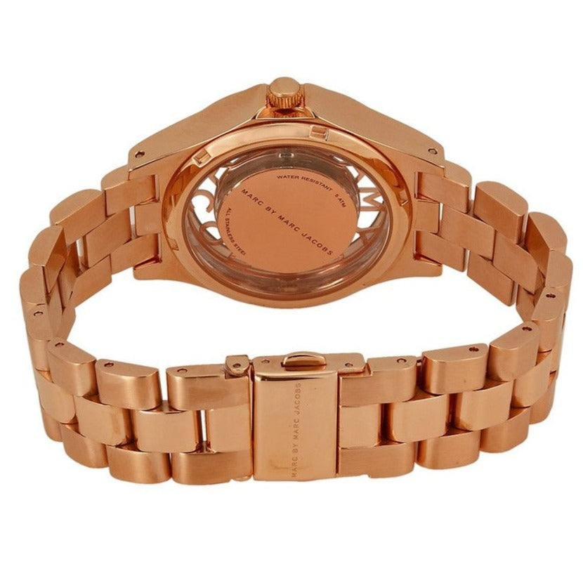  Shop Authentic Marc Jacobs Henry Transparent Rose Gold Dial Rose Gold Steel Strap Watch for Women - MBM3339 - Luxxuri