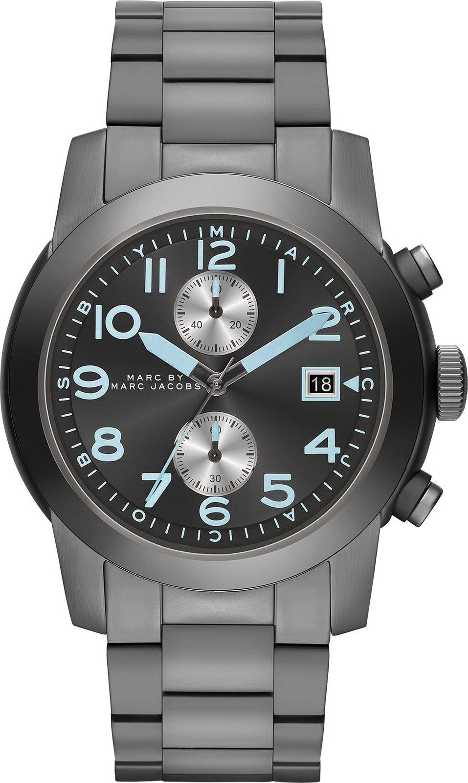  Shop Authentic Marc Jacobs Larry Chronograph Black Dial Gunmetal Grey Steel Strap Watch for Men - MBM5031 - Luxxuri