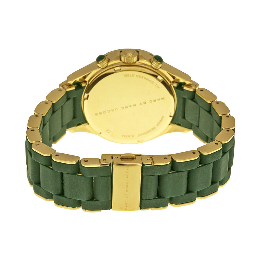  Shop Authentic Marc Jacobs Rock Chronograph Green Dial Green Silicone Strap Watch for Women - MBM2597 - Luxxuri
