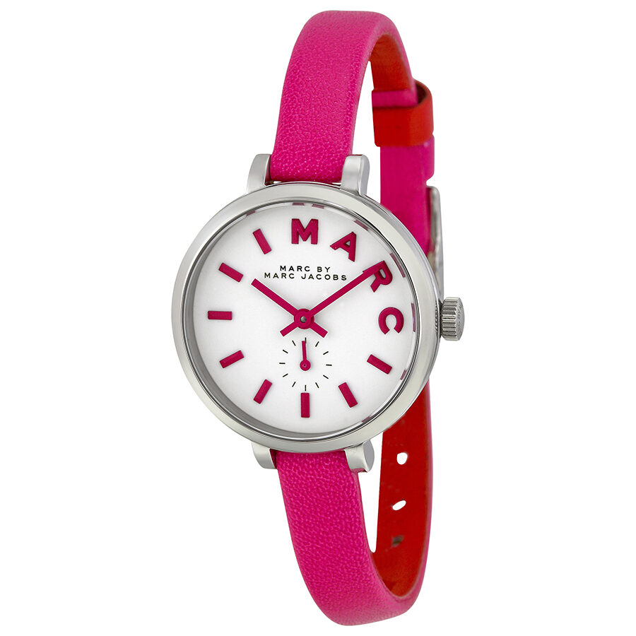  Shop Authentic Marc Jacobs Sally White Dial Pink Leather Strap Watch for Women - MBM1353 - Luxxuri