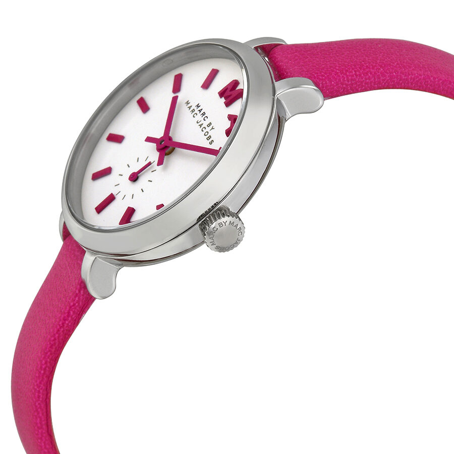  Shop Authentic Marc Jacobs Sally White Dial Pink Leather Strap Watch for Women - MBM1353 - Luxxuri