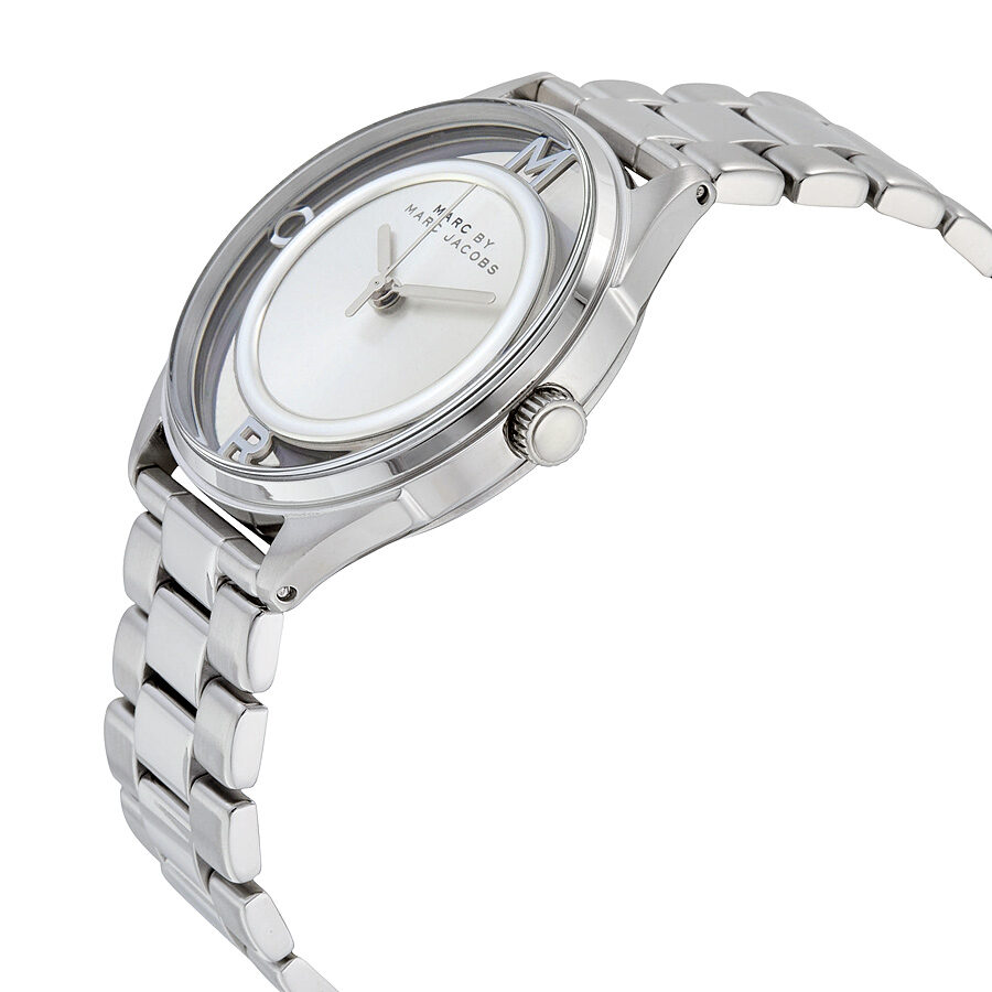  Shop Authentic Marc Jacobs Tether Transparent Silver Dial Silver Steel Strap Watch for Women - MBM3416 - Luxxuri