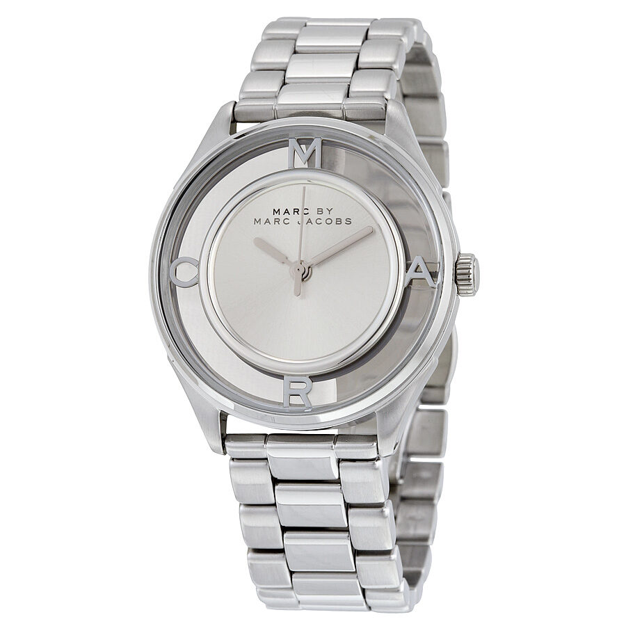  Shop Authentic Marc Jacobs Tether Transparent Silver Dial Silver Steel Strap Watch for Women - MBM3412 - Luxxuri