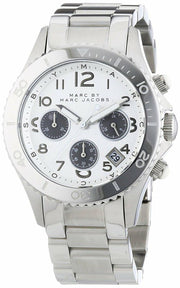  Shop Authentic Marc Jacobs Marc Chronograph Silver Dial Silver Steel Strap Watch for Men - MBM3155 - Luxxuri
