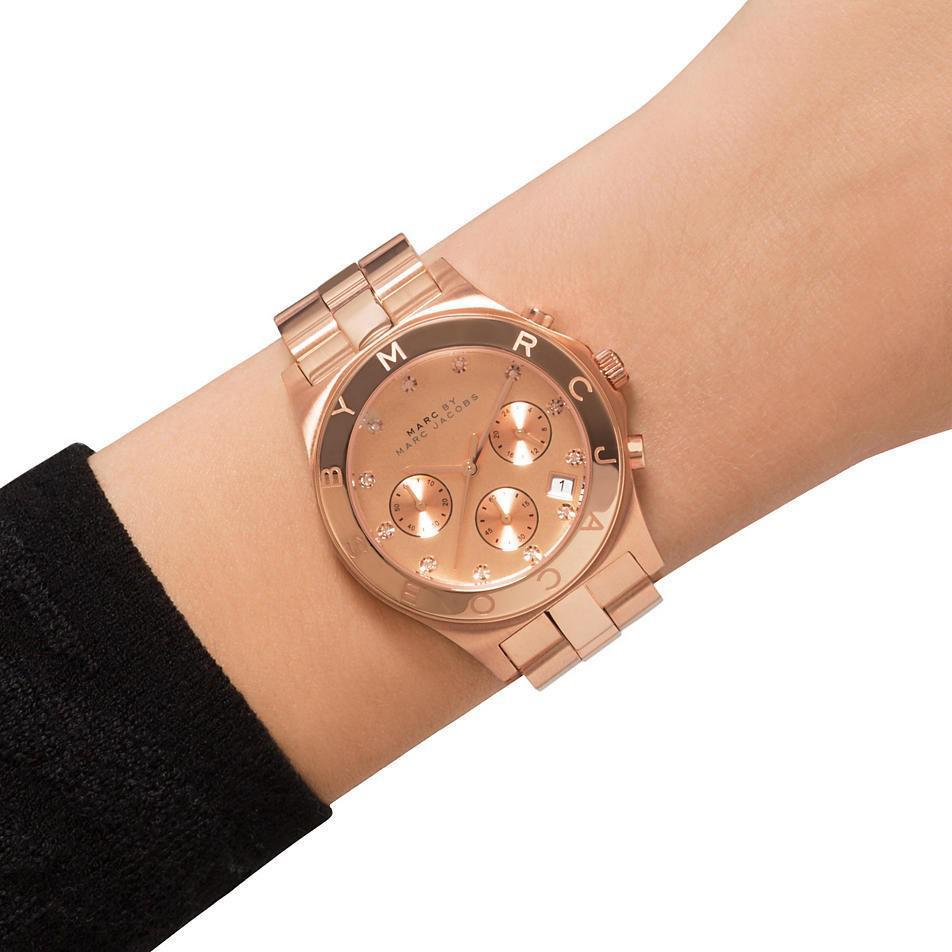  Shop Authentic Marc Jacobs Blade Chronograph Rose Gold Dial Rose Gold Steel Strap Watch for Women - MBM3102 - Luxxuri