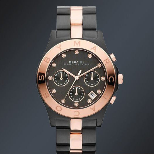  Shop Authentic Marc Jacobs Blade Chronograph Grey Dial Two Tone Steel Strap Watch for Women - MBM3180 - Luxxuri
