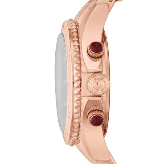  Shop Authentic Marc Jacobs Rock Chronograph Mother of Pearl Red Dial Rose Gold Steel Strap Unisex Watch - MBM3251 - Luxxuri