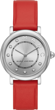  Shop Authentic Marc Jacobs Roxy Silver Dial Red Leather Strap Watch for Women - MJ1632 - Luxxuri