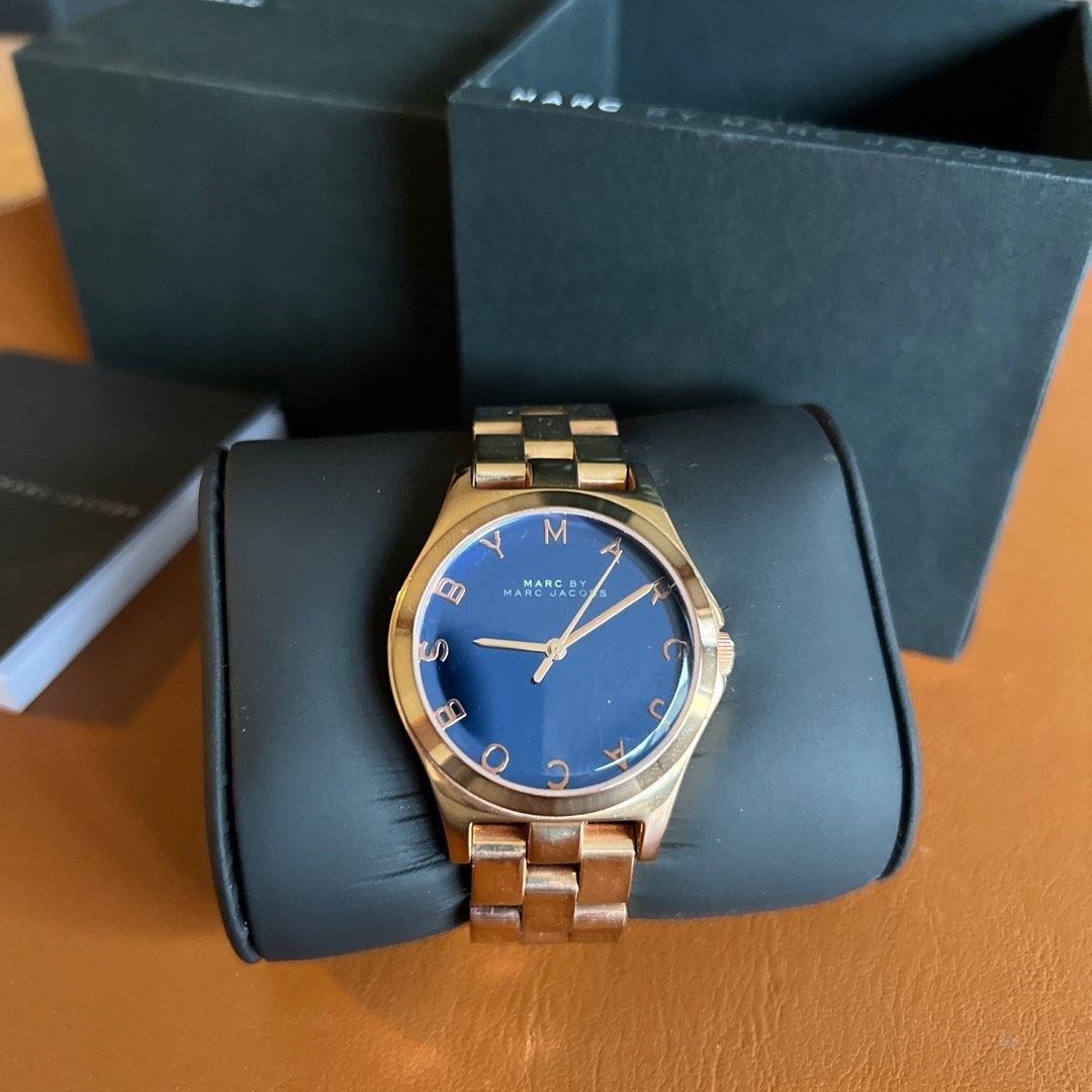  Shop Authentic Marc Jacobs Henry Blue Dial Rose Gold Steel Strap Watch for Women - MBM3213 - Luxxuri