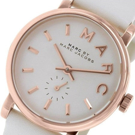  Shop Authentic Marc Jacobs Baker White Dial White Leather Strap Watch for Women - MBM1284 - Luxxuri