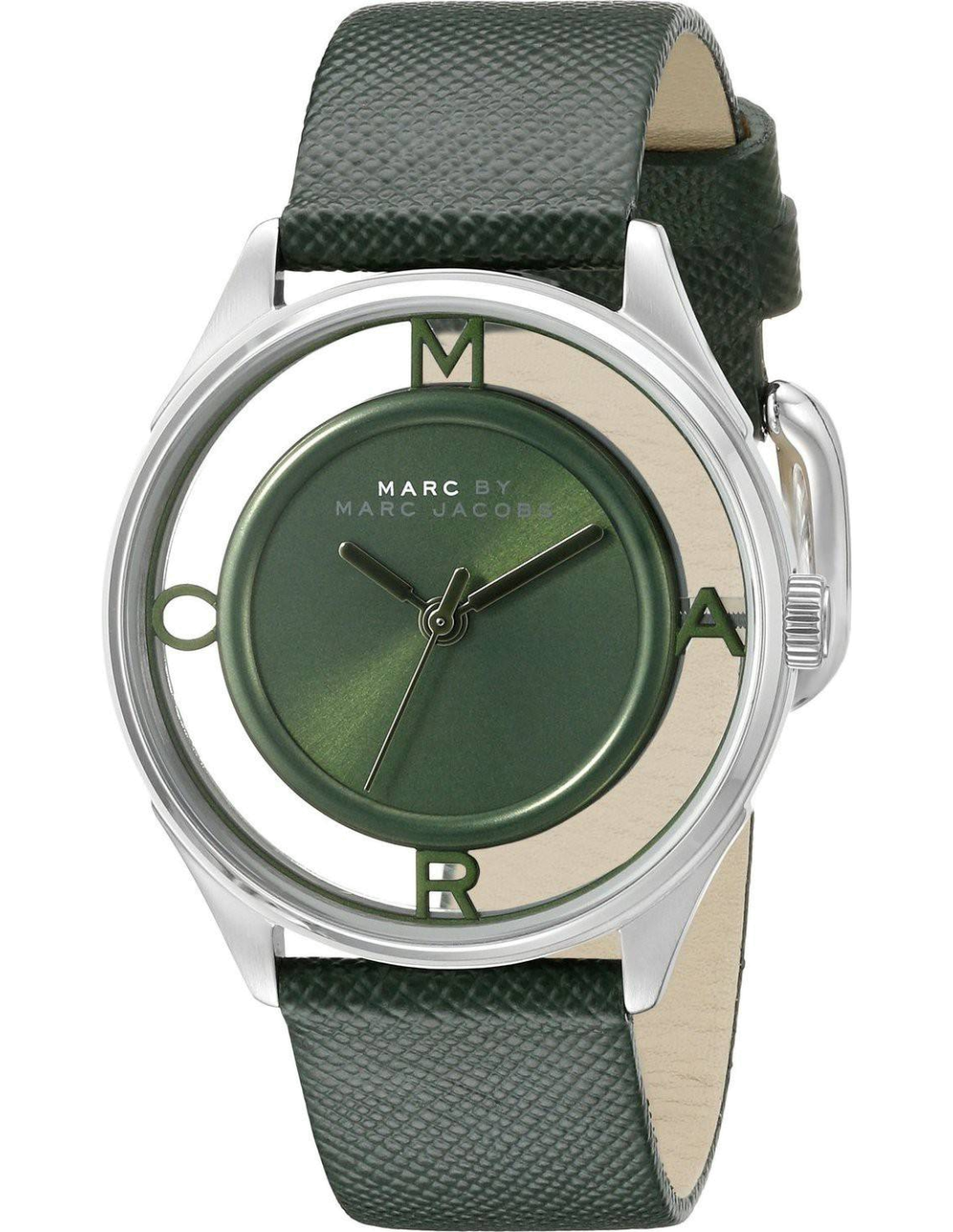  Shop Authentic Marc Jacobs Tether Transparent Green Dial Green Leather Strap Watch for Women - MBM1378 - Luxxuri