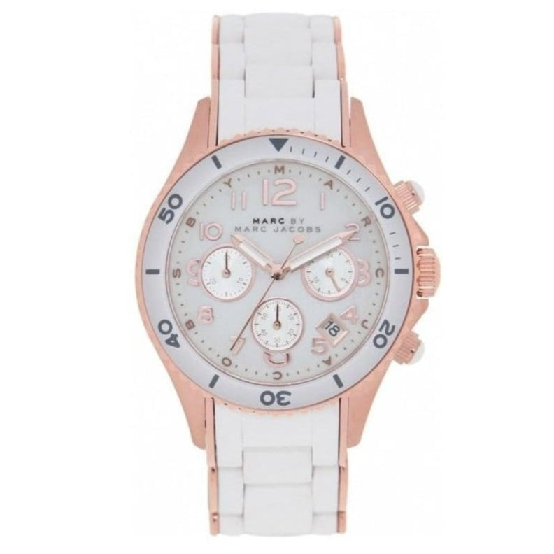  Shop Authentic Marc Jacobs Rock Chronograph White Dial White Silicone Strap Watch for Women - MBM2547 - Luxxuri