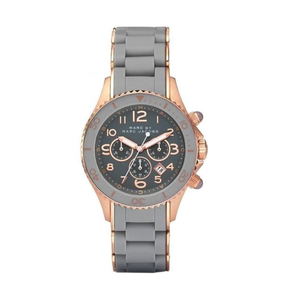  Shop Authentic Marc Jacobs Rock Chronograph Grey Dial Grey Silicone Strap Watch for Women - MBM2550 - Luxxuri