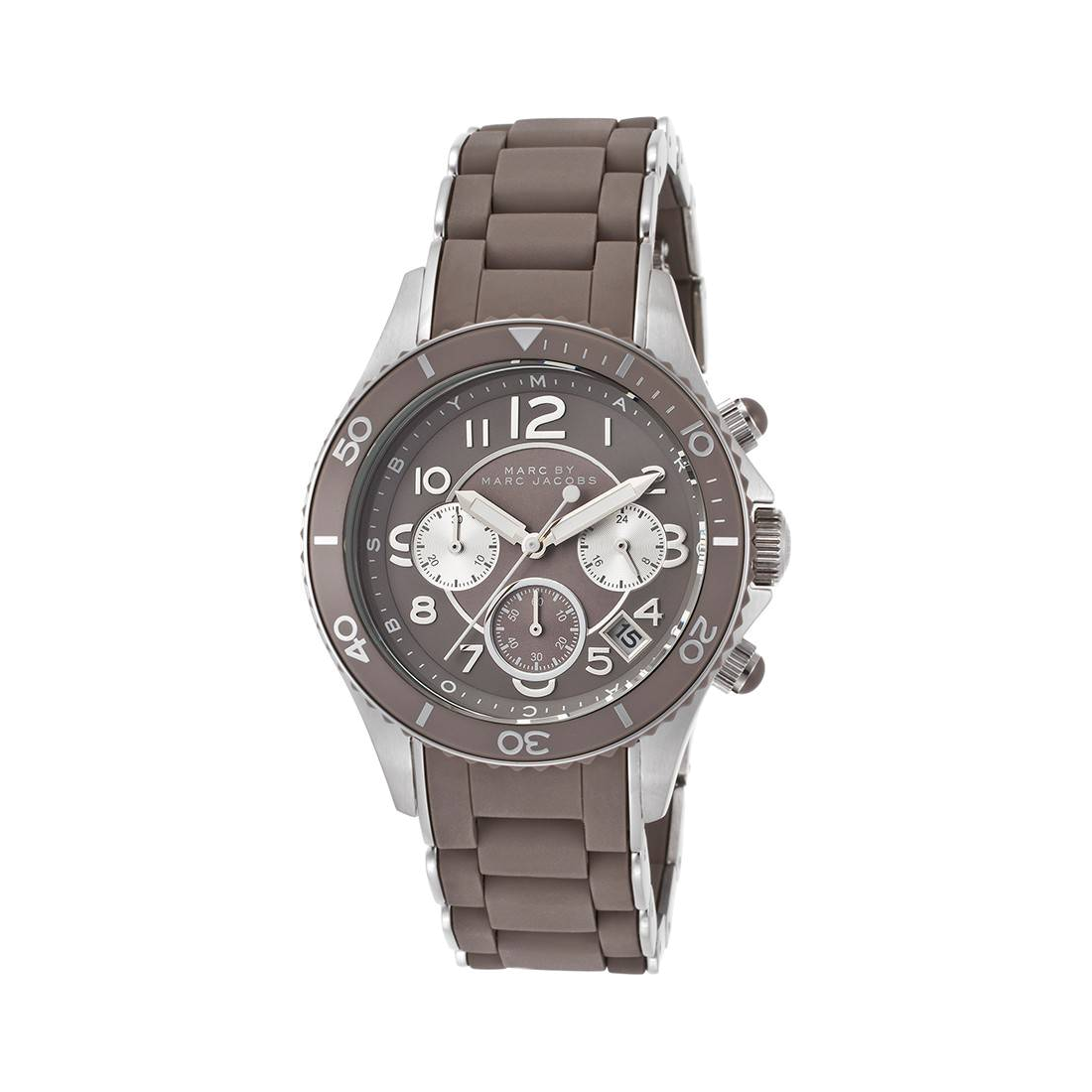  Shop Authentic Marc Jacobs Rock Chronograph Grey Dial Grey Silicone Strap Watch for Women - MBM2595 - Luxxuri