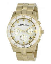 Shop Authentic Marc Jacobs Blade Chronograph White Dial Gold Steel Strap Watch for Women - MBM3081 - Luxxuri