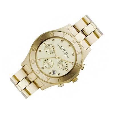  Shop Authentic Marc Jacobs Blade Chronograph Gold Dial Gold Steel Strap Watch for Women - MBM3101 - Luxxuri