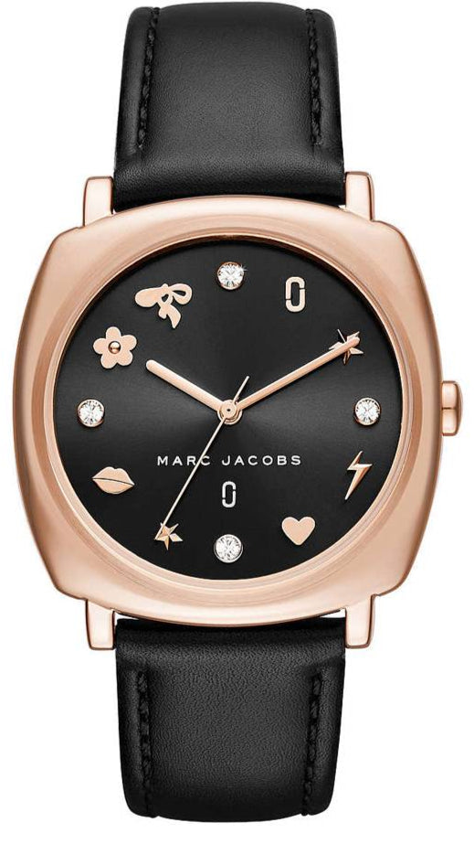  Shop Authentic Marc Jacobs Mandy Black Dial Black Leather Strap Watch for Women - MJ1565 - Luxxuri