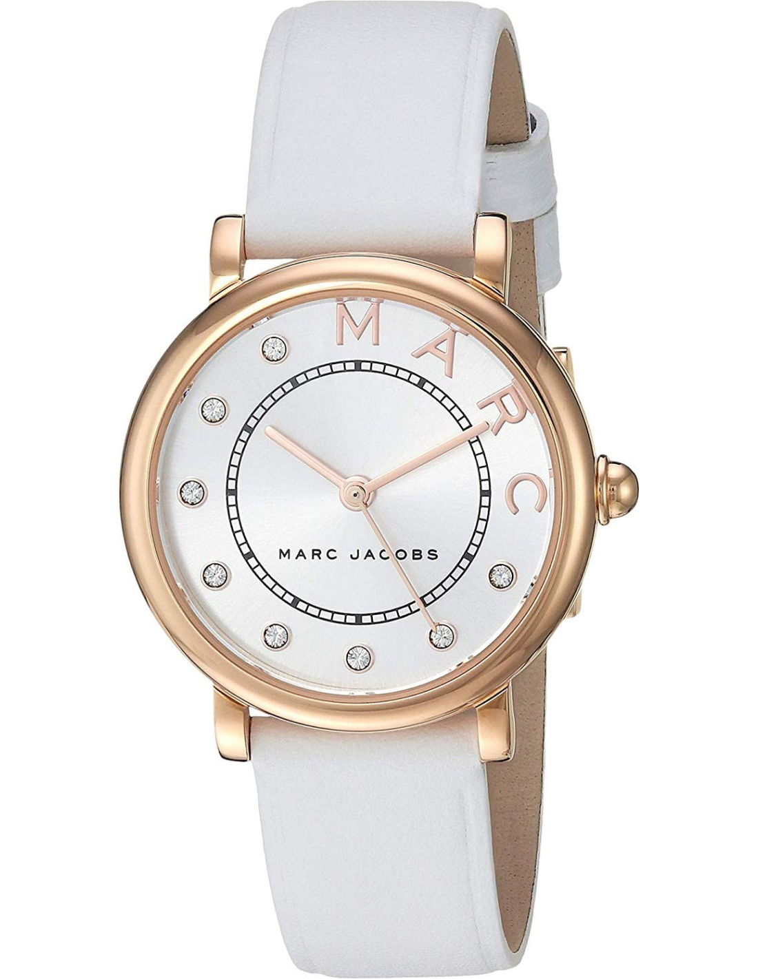  Shop Authentic Marc Jacobs Roxy Silver Dial White Leather Strap Watch for Women - MJ1634 - Luxxuri