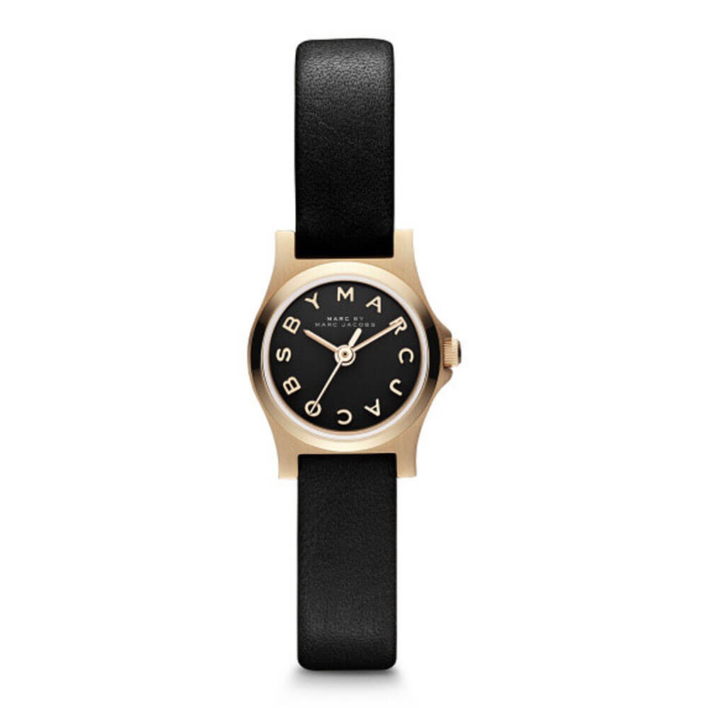  Shop Authentic Marc Jacobs Henry Dinky Black Dial Black Leather Strap Watch for Women - MBM1240 - Luxxuri