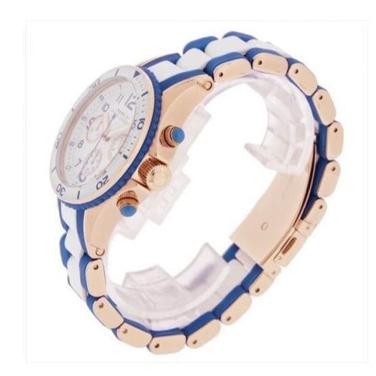  Shop Authentic Marc Jacobs Rock Chronograph White Dial Two Tone Silicone Strap Watch for Women - MBM2594 - Luxxuri