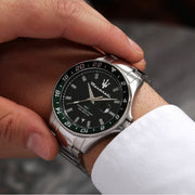  Shop Authentic Maserati SFIDA Chronograph Black Dial Silver Steel Strap Watch For Men - R8853140005 - Luxxuri