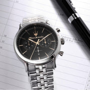  Shop Authentic Maserati Epoca Chronograph Black Dial Silver Steel Strap Watch For Men - R8873618017 - Luxxuri