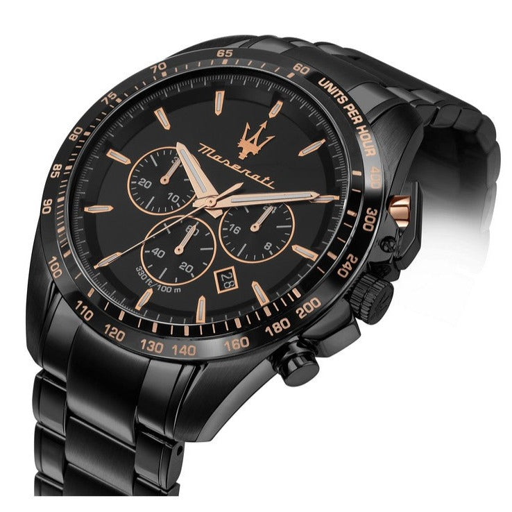  Shop Authentic Maserati Traguardo Chronograph Black Dial Black Steel Strap Watch For Men - R8873612048 - Luxxuri