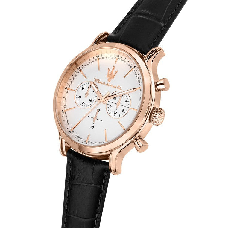  Shop Authentic Maserati Epoca Chronograph White Dial Black Leather Strap Watch For Men - R8871618016 - Luxxuri