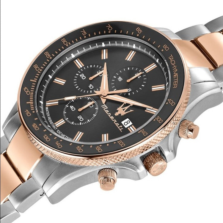  Shop Authentic Maserati SFIDA Black Dial Two Tone Steel Strap Watch For Men - R8873640014 - Luxxuri