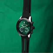 Shop Authentic Maserati Traguardo Chronograph Green Dial Black Silicone Strap Watch For Men - R8871612043 - Luxxuri