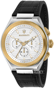  Shop Authentic Maserati Triconic Chronograph White Dial Black Leather Strap Watch For Men - R8871639004 - Luxxuri