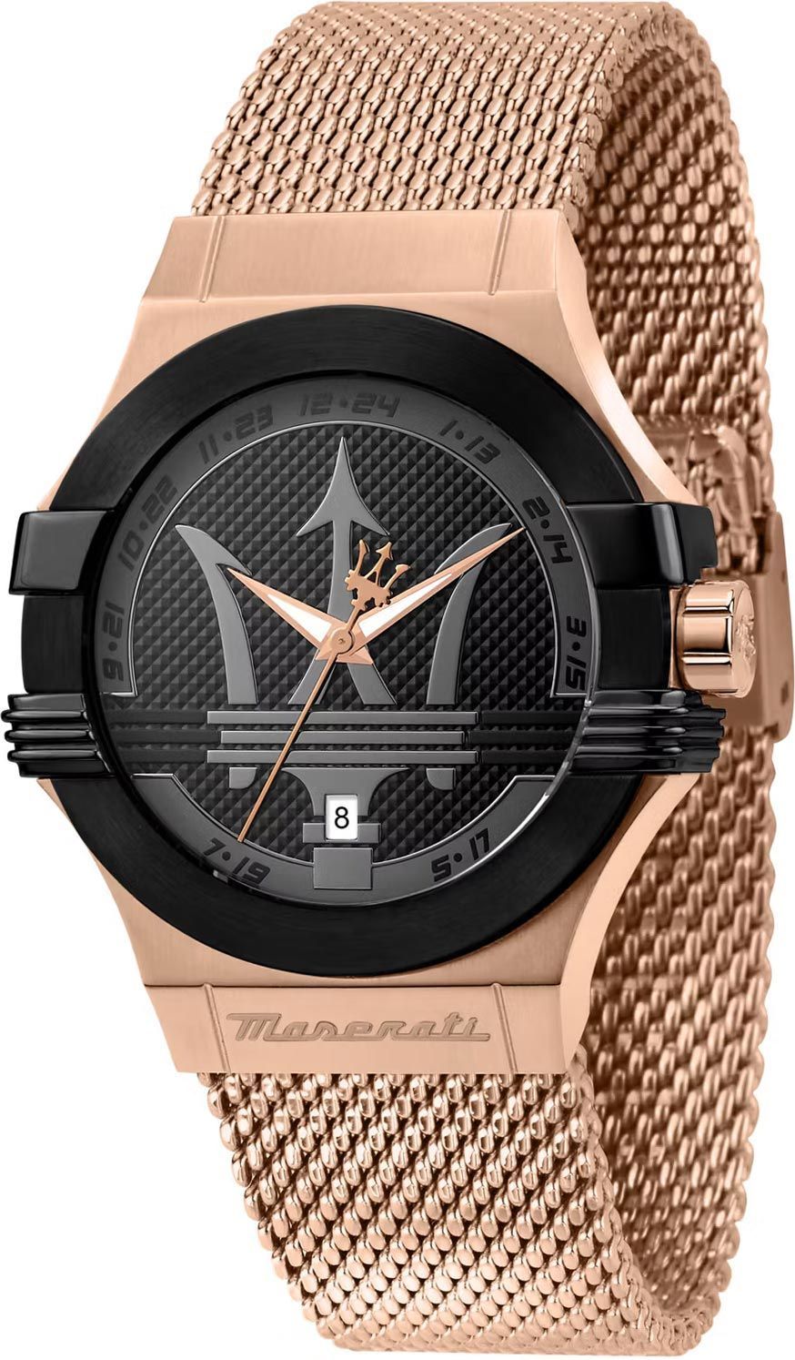  Shop Authentic Maserati Potenza Classic Black Dial Rose Gold Mesh Bracelet Watch For Men - R8853108009 - Luxxuri