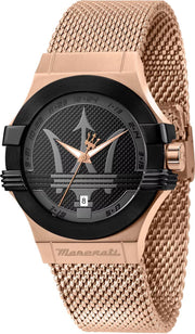  Shop Authentic Maserati Potenza Classic Black Dial Rose Gold Mesh Bracelet Watch For Men - R8853108009 - Luxxuri