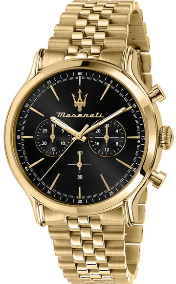  Shop Authentic Maserati Epoca Chronograph Black Dial Gold Steel Strap Watch For Men - R8873618023 - Luxxuri