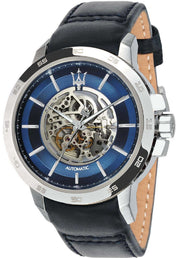  Shop Authentic Maserati Ingegno Automatic Blue Skeleton Dial Black Leather Strap Watch For Men - R8821119004 - Luxxuri