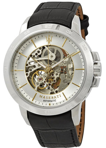  Shop Authentic Maserati Ingegno Automatic Black Skeleton Dial Black Leather Strap Watch For Men - R8821119002 - Luxxuri
