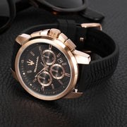  Shop Authentic Maserati Successo 44mm Black Rose Gold Dial Black Rubber Strap Watch For Men - R8871621012 - Luxxuri
