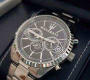  Shop Authentic Maserati Competizione Chronograph Black Dial Silver Steel Strap Watch For Men - R8853100014 - Luxxuri