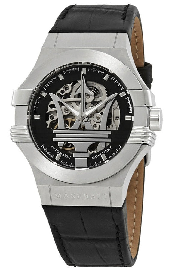  Shop Authentic Maserati Potenza Automatic Black Dial Black Leather Strap Watch For Men - R8821108001 - Luxxuri