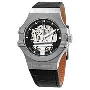  Shop Authentic Maserati Potenza Automatic Black Dial Black Leather Strap Watch For Men - R8821108038 - Luxxuri