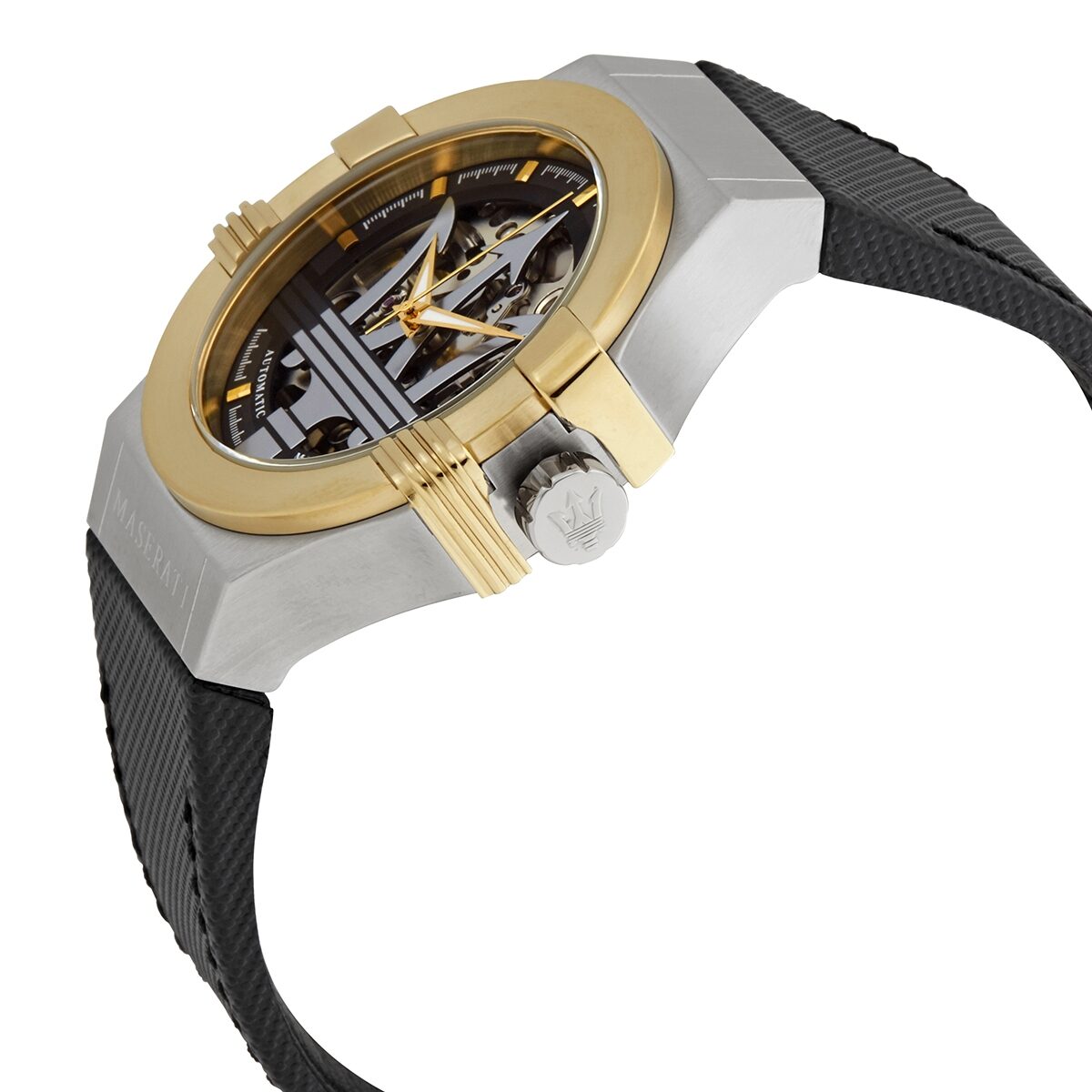  Shop Authentic Maserati Potenza Automatic Skeleton Dial Black Leather Strap Watch For Men - R8821108011 - Luxxuri