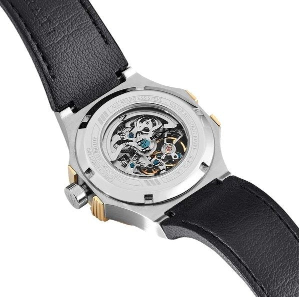  Shop Authentic Maserati Potenza Automatic Skeleton Dial Black Leather Strap Watch For Men - R8821108011 - Luxxuri