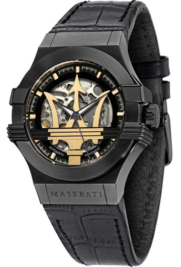  Shop Authentic Maserati Potenza Automatic Black Dial Black Leather Strap Watch For Men - R8821108036 - Luxxuri