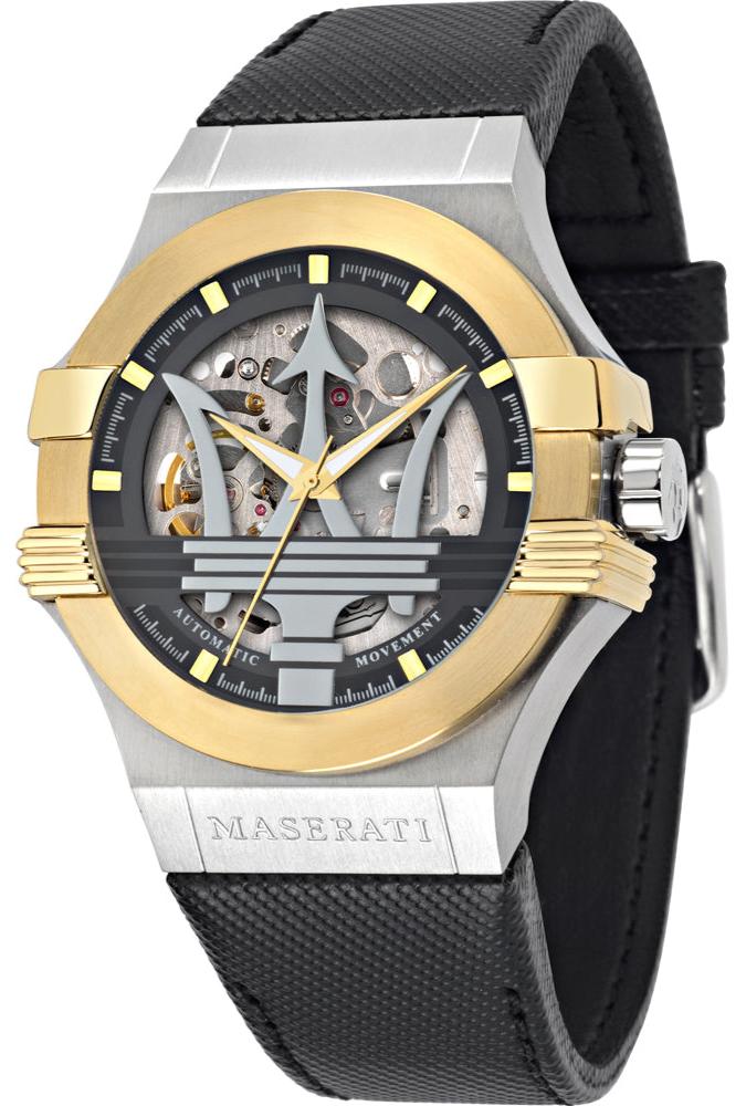  Shop Authentic Maserati Potenza Automatic Skeleton Grey Dial Black Leather Strap Watch For Men - R8821108037 - Luxxuri